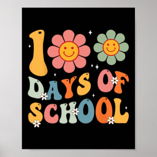 Kids Retro Groovy 100 Tage glücklich 100 Tage Scho Poster