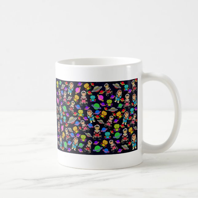 Kids Retro Roboter und Astronauten Kaffeetasse (Rechts)