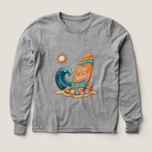 Kids Ride the Waves Surfboard Illustration - Tropi