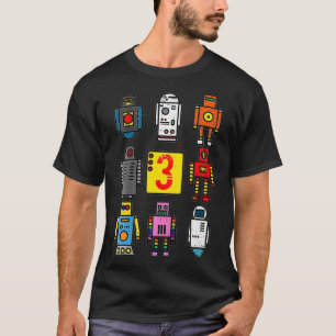 Kids Robot 3. Geburtstag Retro Robotics mit Zahlen T-Shirt