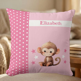 Kid's room add name niedlich Affe rosa Kissen
