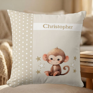 Kid's room add name niedlich Affenbraun Kissen