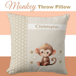 Kid's room add name niedlich Affenbraun Kissen