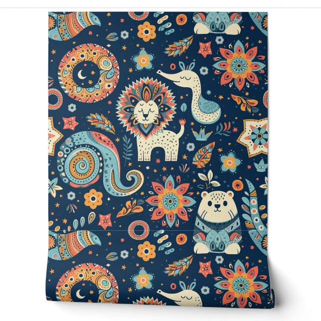 Kid's Room Animal Paisley Tapete (Abrollen)