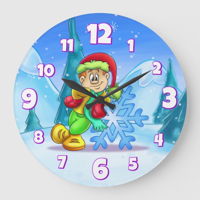 Kids Room Decor Round Clock Große Wanduhr (Vorderseite)