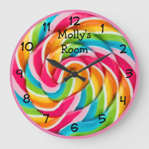 Kids Room Monogram Colorful Candy Themed Clock Große Wanduhr