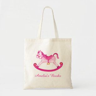 Kids roten Pferd rosa gelbe Bibliothek Tasche