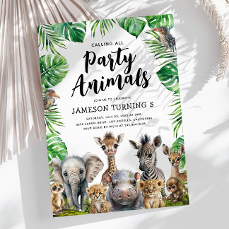 Kids Safari Party Animals Birthday Einladung