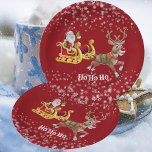 Kids Santa Christmas Rentier Sleigh Snowflake Rot Pappteller<br><div class="desc">Rote Niedliche Weihnachtsfeiertage Teller für Desserts, Salate und Hauptspeise. Hier finden Sie den Weihnachtsmann, Rentiere und Schneeflocken für das Weihnachtsfest. Machen Sie das Weihnachts-Party mit Sant's großartiger Helferin fröhlich und frostig. Der Text 'Ho Ho Ho' kann auf Ihren Schriftart Style angepasst werden. Besuchen Sie meinen Laden für mehr solcher Produkte....</div>