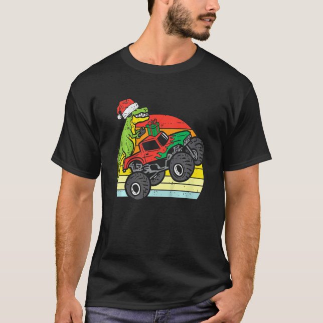 Kids Santa Monster Truck Dino Xmas Toddler Boys Ch T-Shirt (Vorderseite)