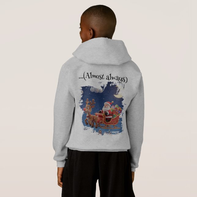 Kids' Santa Rudolph Flying Sleigh Hoodie (Dos entier)