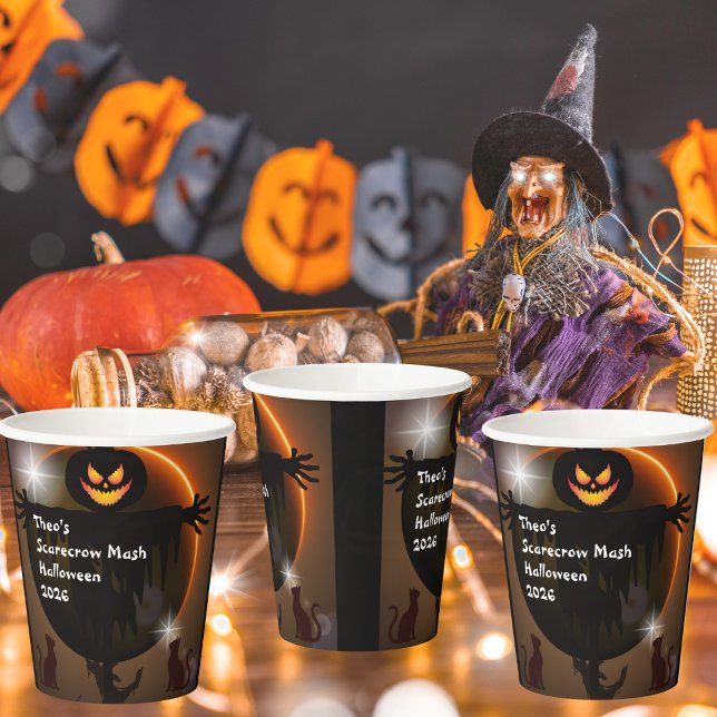 Kids Scarecrow Mash Halloween-Party Paper Cups Pappbecher (Scarecrow Mash Halloween Party Paper Cups)