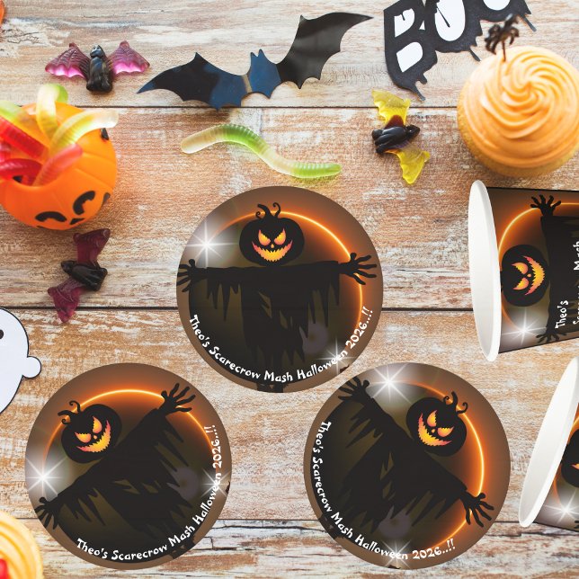 Kids Scarecrow Mash Halloween-Party Runder Pappuntersetzer (Scarecrow Mash Halloween Party Coaster)