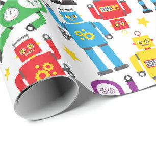 Kids Science Fiction Roboter und Außerirdischen Ge Geschenkpapier