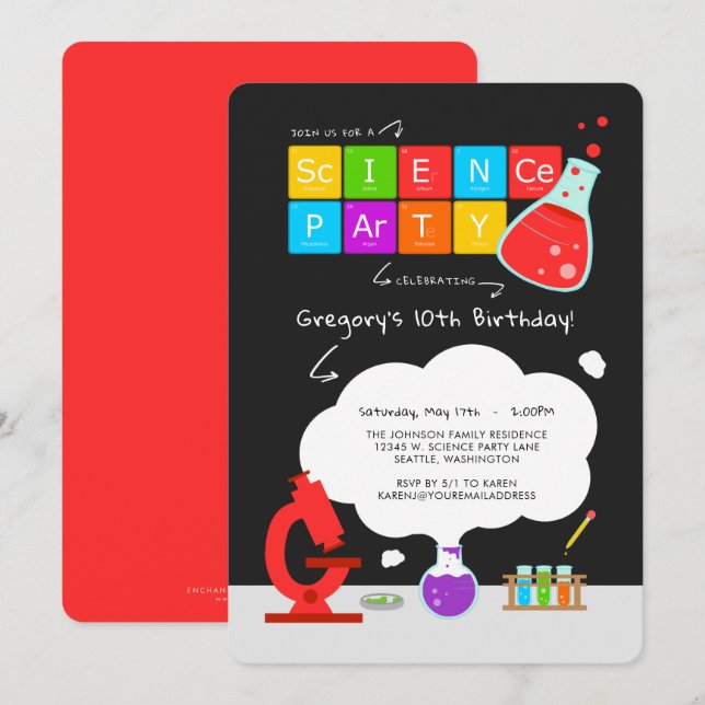 Kids Science Party Einladung (Vorne/Hinten)
