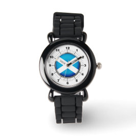 Kid's Scotland Flag Silver Glitzer Strap Watch Armbanduhr