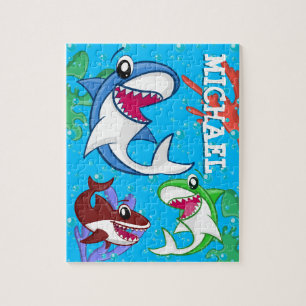 Kids Shark Cartoon Unterwasser Blauer Ozean Fisch
