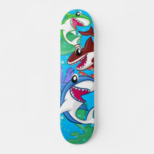 Kids Shark Cartoon Unterwasser Blauer Ozean Fisch Skateboard