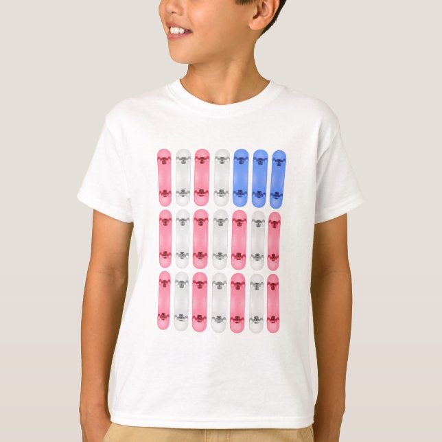 Kids Skateboard American Flag T - Shirt (Vorderseite)