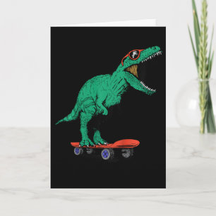 Kids Skater Skateboard fahrender T-Rex Dinosaurier Karte