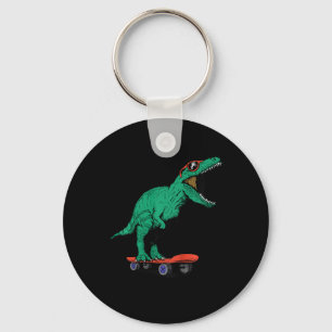 Kids Skater Skateboard fahrender T-Rex Dinosaurier Schlüsselanhänger