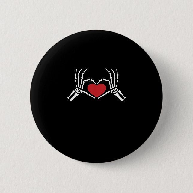 Kids Skeleton Hand Heart Valentinstag Coole Klasse Button (Vorderseite)