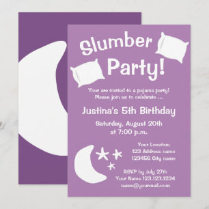 Kid's slumber-leepover Pyjama-Party Einladungen