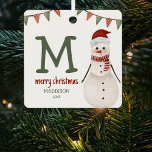 Kids Snowman Monogram Christmas Tree Ornament Aus Metall<br><div class="desc">Geben Sie Ihrem Weihnachtsbaum eine persönliche Touch in dieser Urlaubssaison mit einem skurrilen Schneemann-Ornament! Mit einer Rot- und Grünbügel kann dieses Ornament mit einem Sonderfoto,  dem Kinderstart,  dem Namen und dem Jahr personalisiert werden,  sowie mit einem beiliegenden Template-Gruß. Machen Sie diesen festlichen Sake zu einem Teil Ihrer traditionellen Urlaubsdekoration!</div>