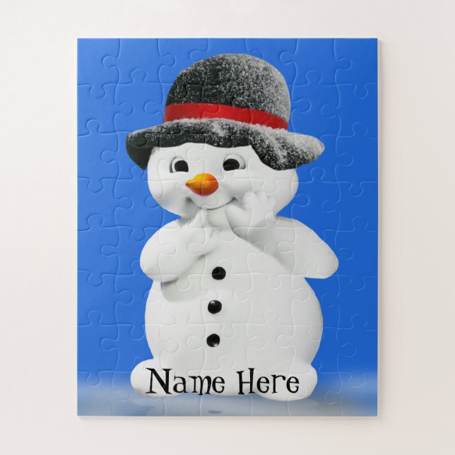 Kids Snowman Puzzle mit Personalisiertem Namen (Vertikal)