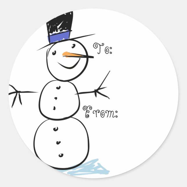 Kids Snowman Weihnachtsgeschenke Tags Runder Aufkleber (Vorderseite)