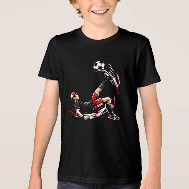 Kids Soccer Bicycle Kick T-Shirt – Cool Streets Tri-Blend Shirt (Vorderseite)