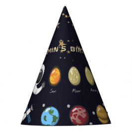 Kids Solar System Astronaut Monogram Birthday Part Partyhütchen