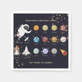Kids Solar System Astronaut Monogram Birthday Serviette