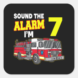 Kids Sound Alarm Im 7 Kinder Feuerwehrmann Feuerwe Quadratischer Aufkleber