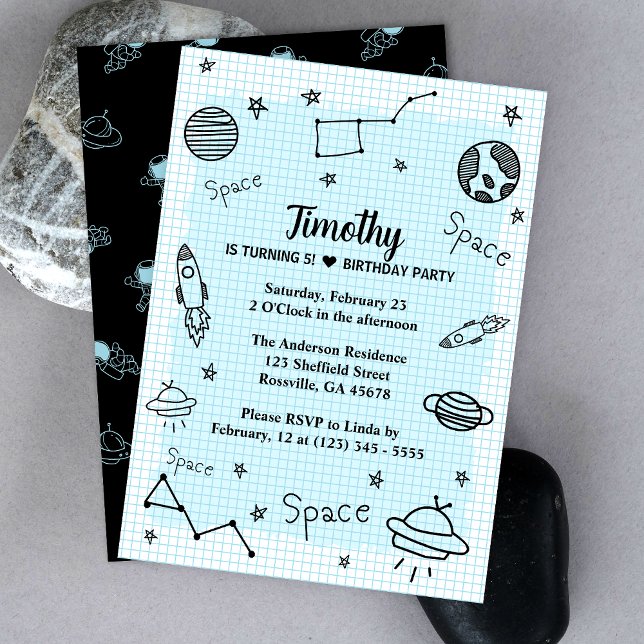 Kids Space Astronaut Niedliche Geburtstag Einladung (Make your child's party unforgettable with our cute space and astronaut card. Get ready for liftoff!)