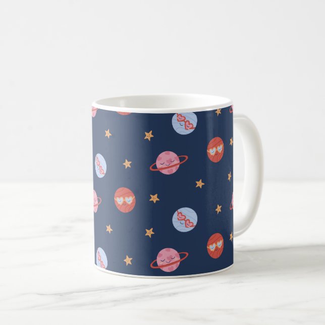 Kids Space Mini Pattern with Planets & Stars Kaffeetasse (VorderseiteRechts)