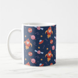 Kids Space Pattern with Rockets & Planets Kaffeetasse