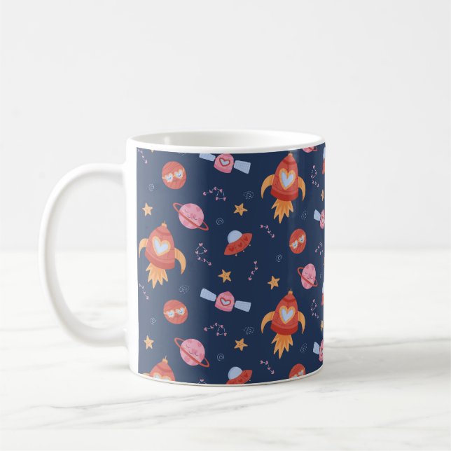 Kids Space Pattern with Rockets & Planets Kaffeetasse (Links)