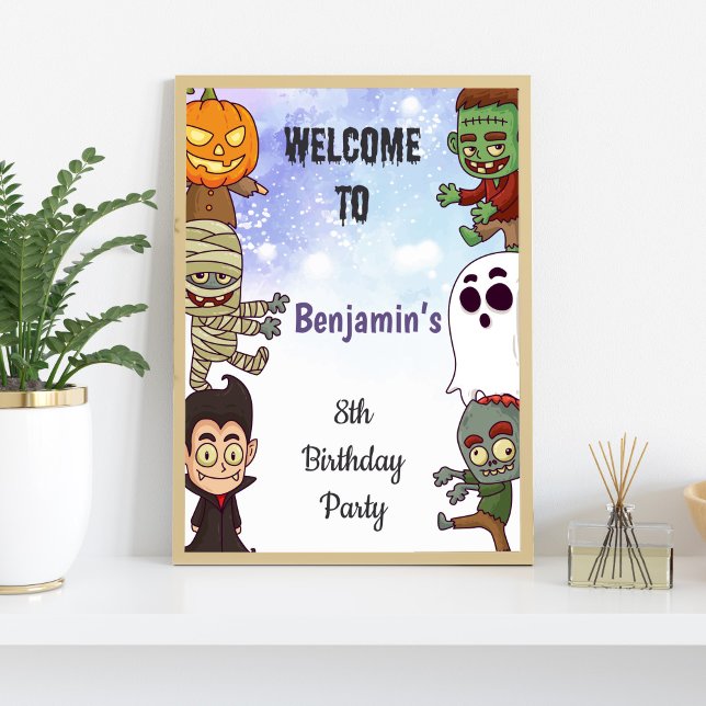 Kids Spooky Halloween-Party Signs Poster (Kids Spooky Halloween Party Signs)
