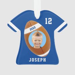 Kids Sporty Blue Foto Football Jersey Ornament