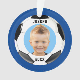 Kids Sporty Blue Foto Soccer  Ornament