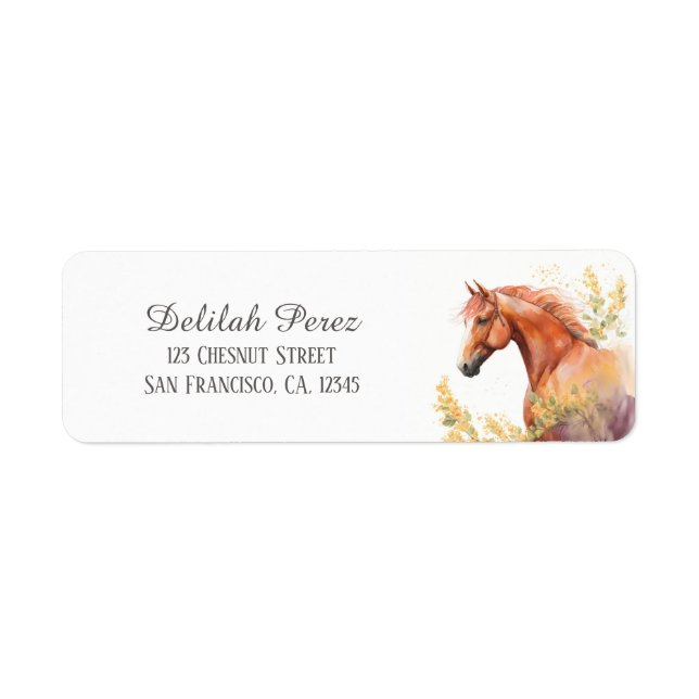 Kids Spring Watercolor Horse Rücksendeadresse (Vorne)