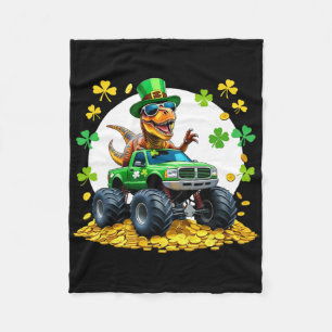 Kids St. Patrick's Day 2026 - Dinosaur reitendes M Fleecedecke