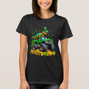 Kids St. Patrick's Day 2026 - Dinosaur reitet auf  T-Shirt