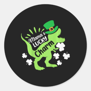Kids St Patricks Day Mamas Glücksbringer-Dinosauri Runder Aufkleber