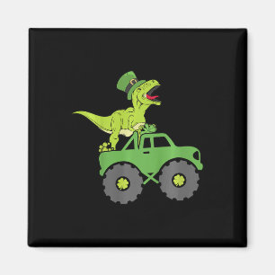 Kids St. Patrick's Day T-Rex Dinosaur Monster Truc Magnet