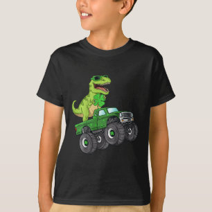 Kids St Patricks Day T Rex Reiten Monster Truck Di T-Shirt