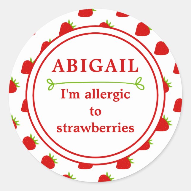 Kids Strawberry Allergie Alert Runder Aufkleber (Vorderseite)