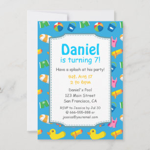 Kids Summer Splash Birthday Pool Party Einladung