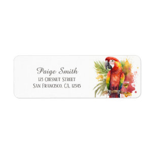 Kids Summer Watercolor Parrot Rücksendeadresse